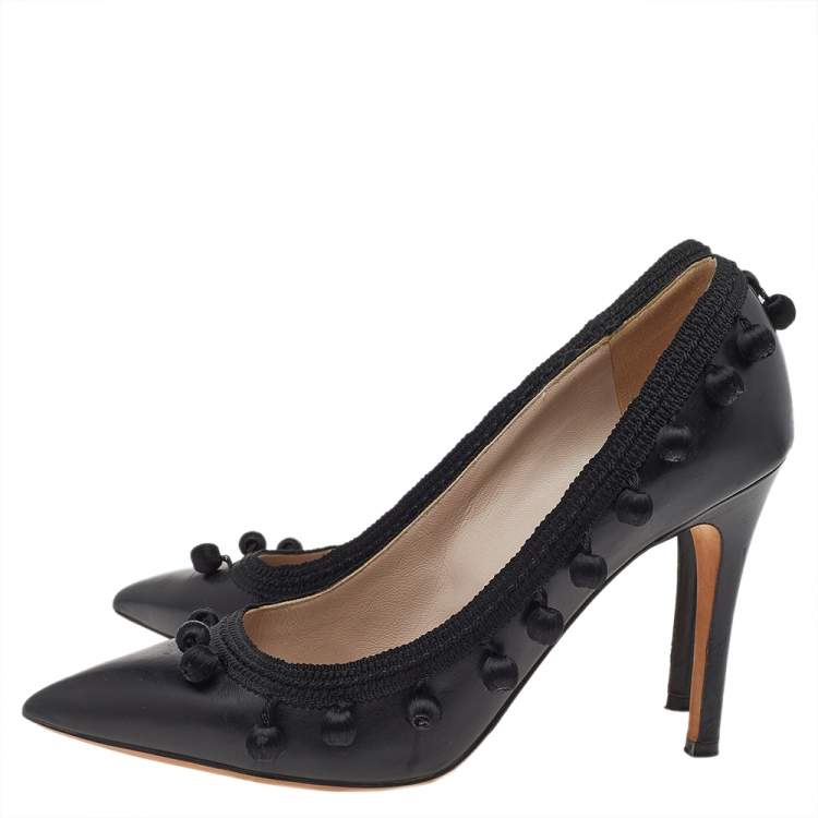 Pre Owned Marc Jacobs Black Leather Embellished Pumps Size 39
