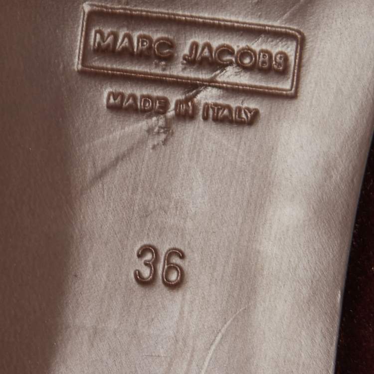 Pre Owned Marc Jacobs Burgundy Velvet Embroidered Smoking Slippers Size 36