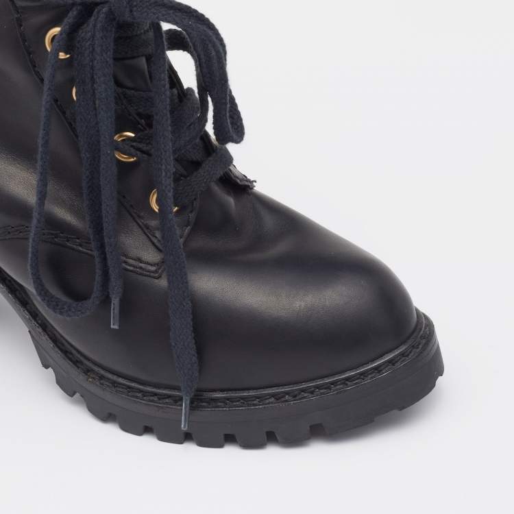 Pre Owned Marc Jacobs Black Leather Fur Lined Ankle Length Boots Size 41