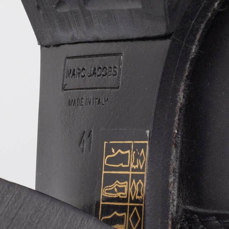 Pre Owned Marc Jacobs Black Leather Fur Lined Ankle Length Boots Size 41