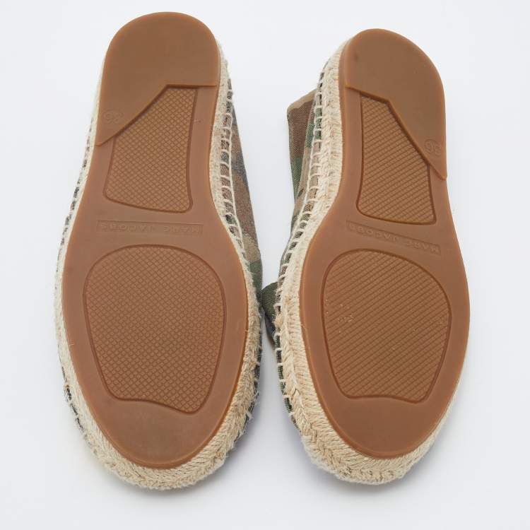 Pre Owned Marc Jacobs Multicolor Camouflage Print Fabric And Leather Patchwork Espadrille Flats Size 36