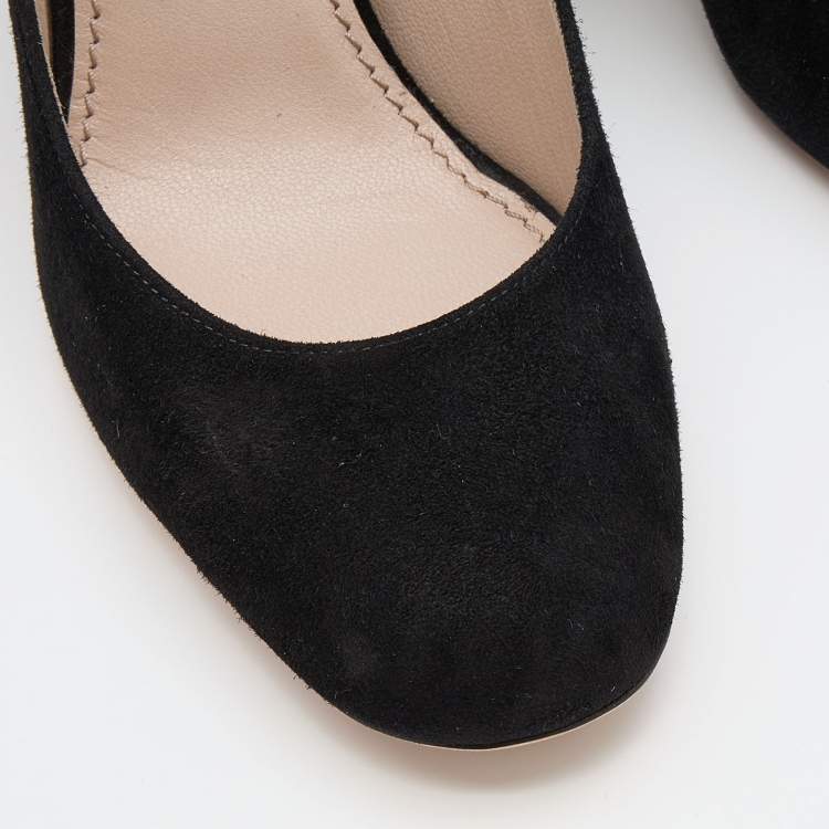 Pre Owned Marc Jacobs Black Suede Block Heel Pumps Size 38