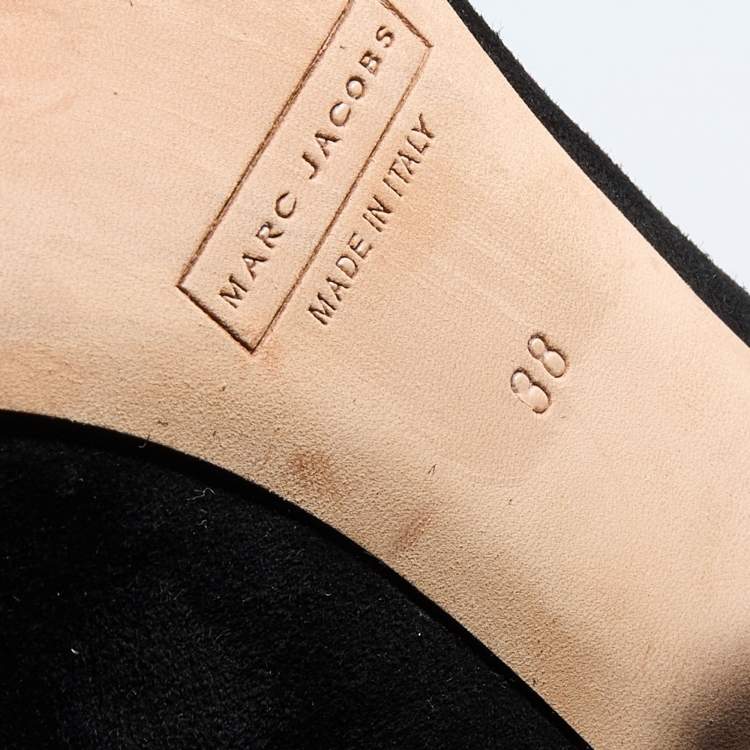 Pre Owned Marc Jacobs Black Suede Block Heel Pumps Size 38