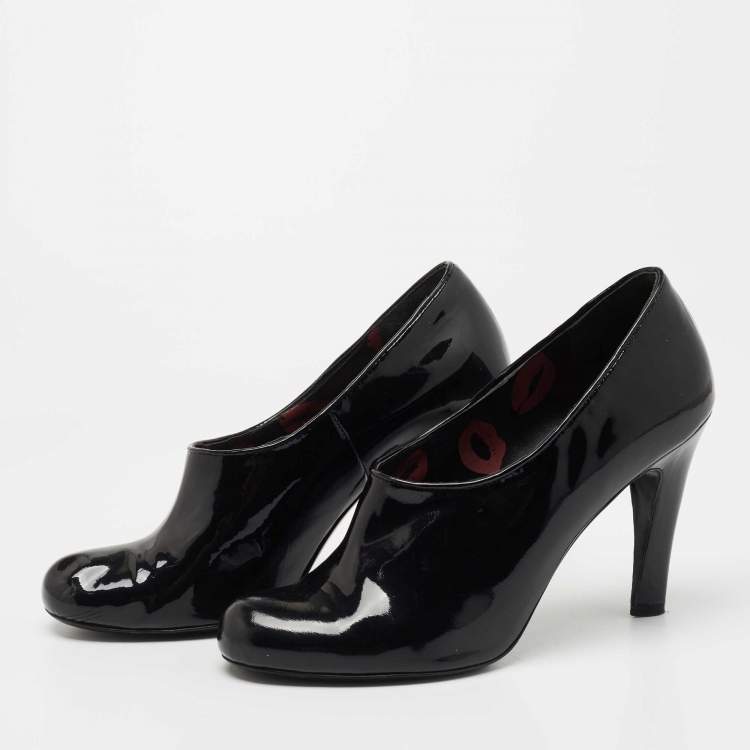 Pre Owned Marc By Marc Jacobs Black Patent Leather Ankle Booties Size 39.5