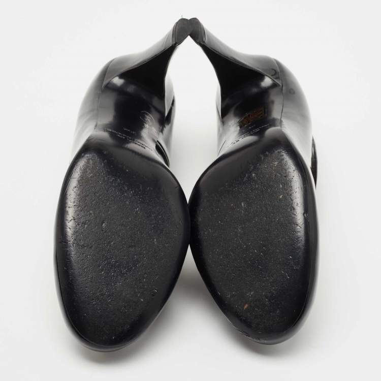 Pre Owned Marc By Marc Jacobs Black Patent Leather Ankle Booties Size 39.5