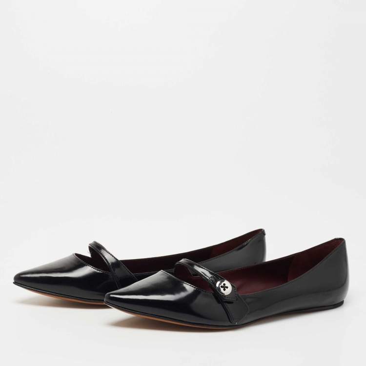 Pre Owned Marc Jacobs Black Leather Pointed Toe Ballet Flats Size 37