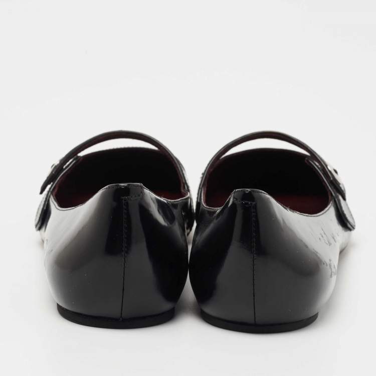 Pre Owned Marc Jacobs Black Leather Pointed Toe Ballet Flats Size 37
