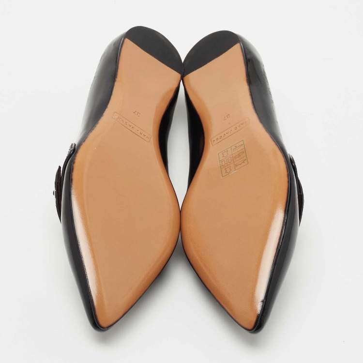Pre Owned Marc Jacobs Black Leather Pointed Toe Ballet Flats Size 37