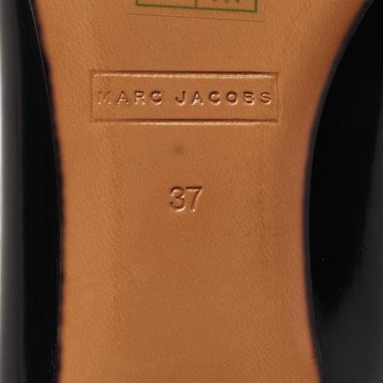 Pre Owned Marc Jacobs Black Leather Pointed Toe Ballet Flats Size 37