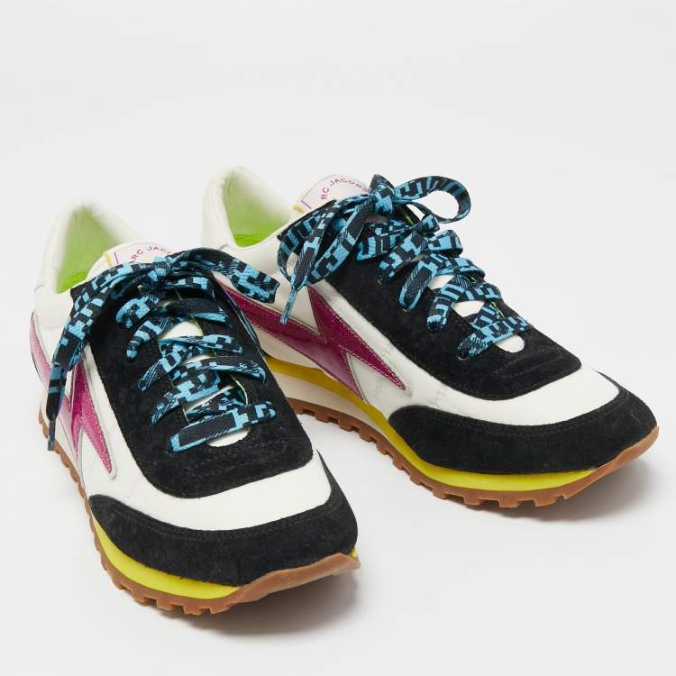 Pre Owned Marc Jacobs Multicolor Fabric And Suede Lightning Bolt Platform Sneakers Size 40