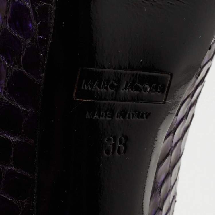 Pre Owned Marc Jacobs Purple Python Leather Peep Toe Pumps Size 38