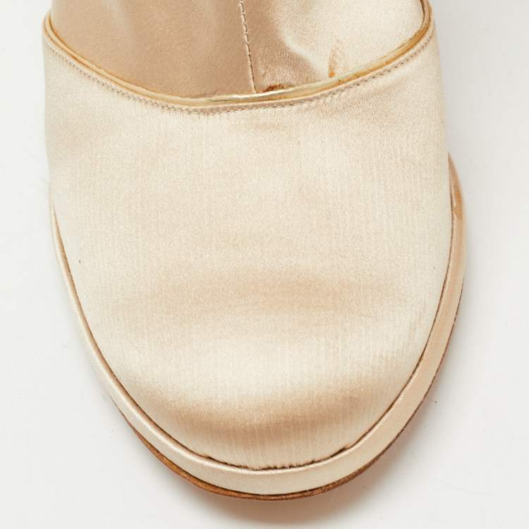 Pre Owned Marc Jacobs Gold Satin Ankle Boots Size 39