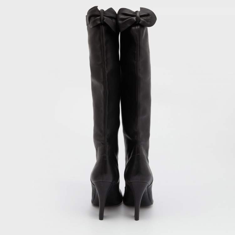 Pre Owned Marc Jacobs Black Leather Knee Length Boots Size 39