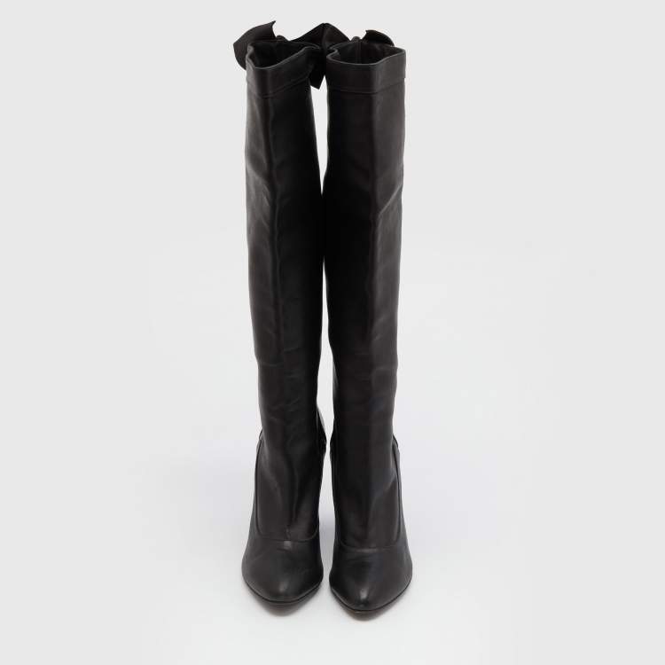 Pre Owned Marc Jacobs Black Leather Knee Length Boots Size 39