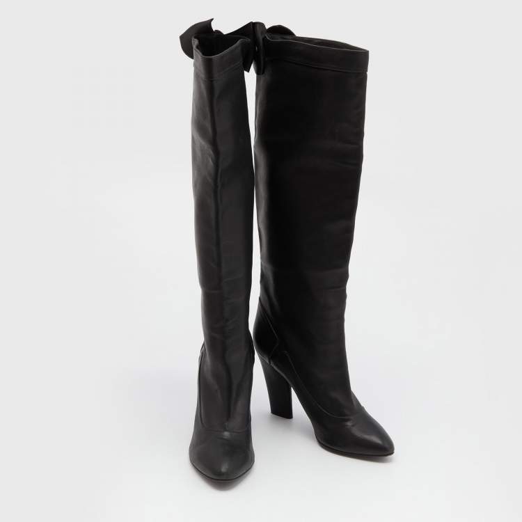 Pre Owned Marc Jacobs Black Leather Knee Length Boots Size 39