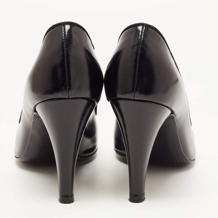 Pre Owned Marc Jacobs Black Leather and Suede Peep Toe Pumps Size 36.5