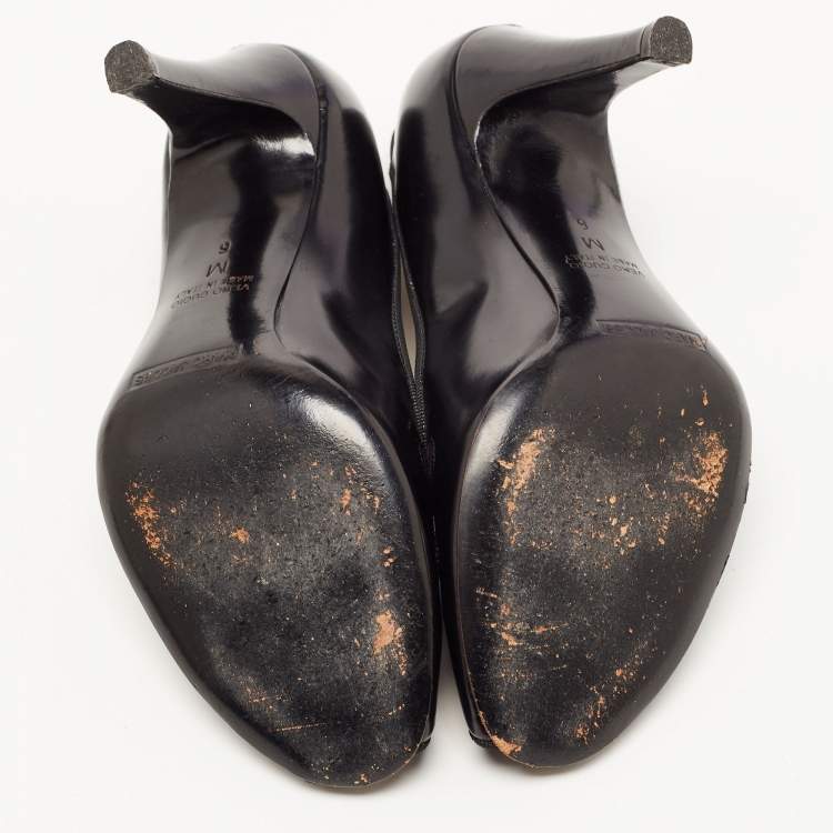 Pre Owned Marc Jacobs Black Leather and Suede Peep Toe Pumps Size 36.5