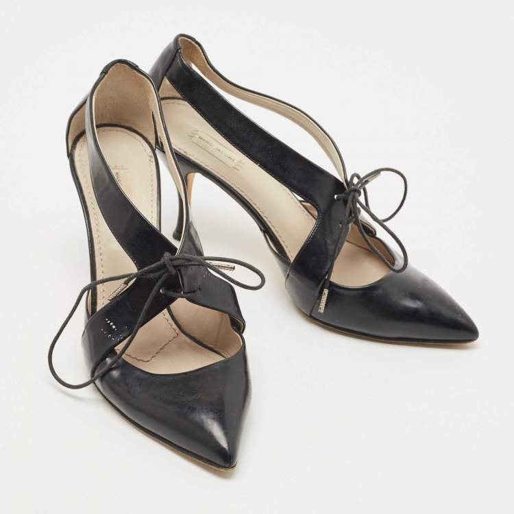 Pre Owned Marc Jacobs Black Leather Lace Tie Pumps Size 36.5