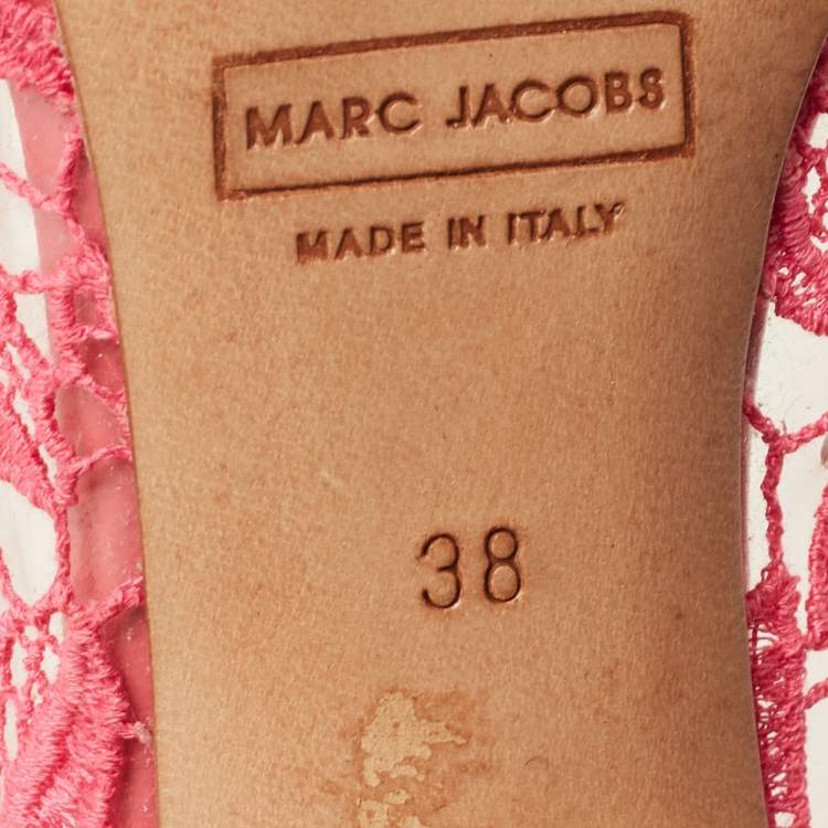 Pre Owned Marc Jacobs Pink Lace Embroidered PVC Round Toe Pumps Size 38