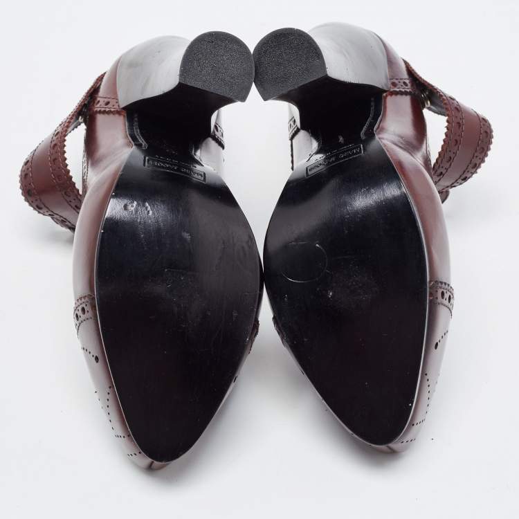 Pre Owned Marc Jacobs Burgundy Leather Mary Jane Pumps Size 37