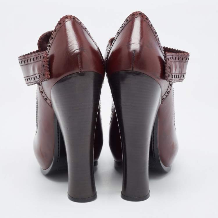 Pre Owned Marc Jacobs Burgundy Leather Mary Jane Pumps Size 37