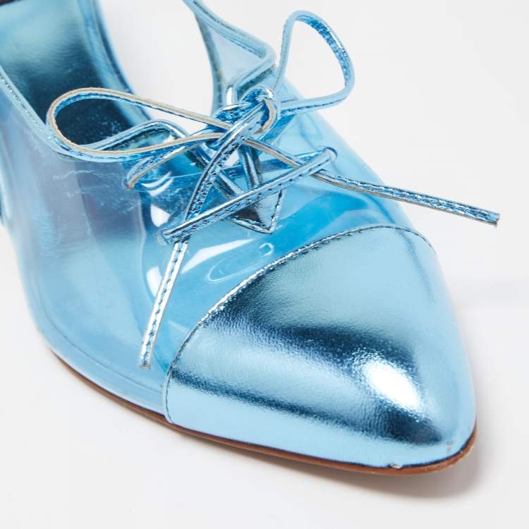 Pre Owned Marc Jacobs Blue Leather and PVC Slingbacks Pumps Size 41