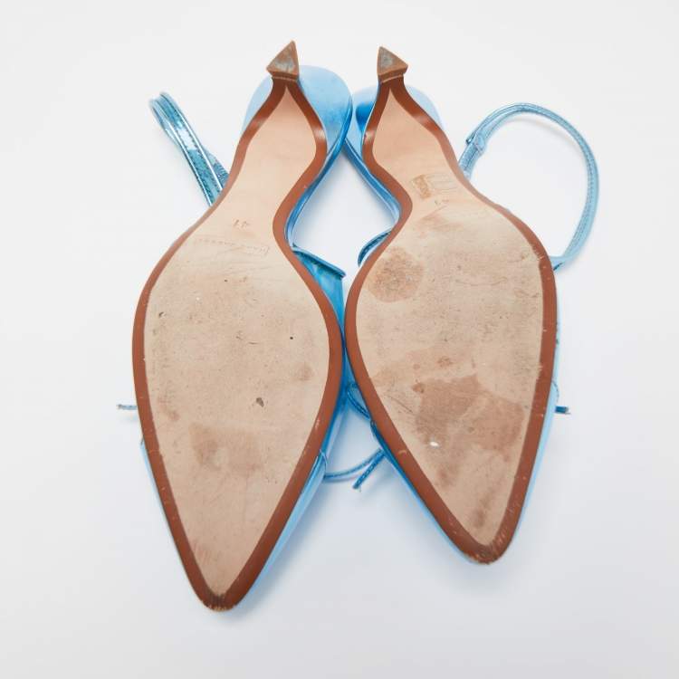 Pre Owned Marc Jacobs Blue Leather and PVC Slingbacks Pumps Size 41