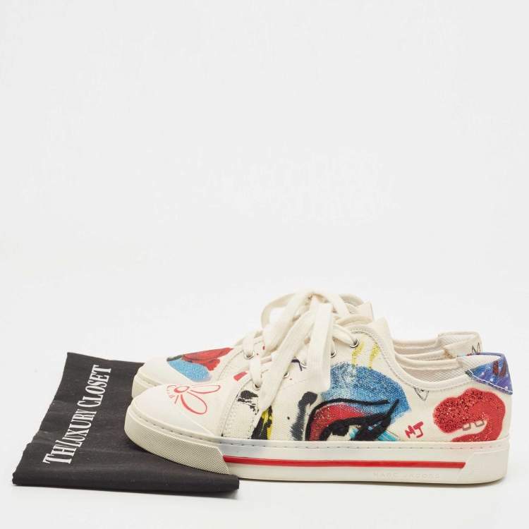 Pre Owned  Marc Jacobs Multicolor Flower Print Low Top Sneakers Size 39