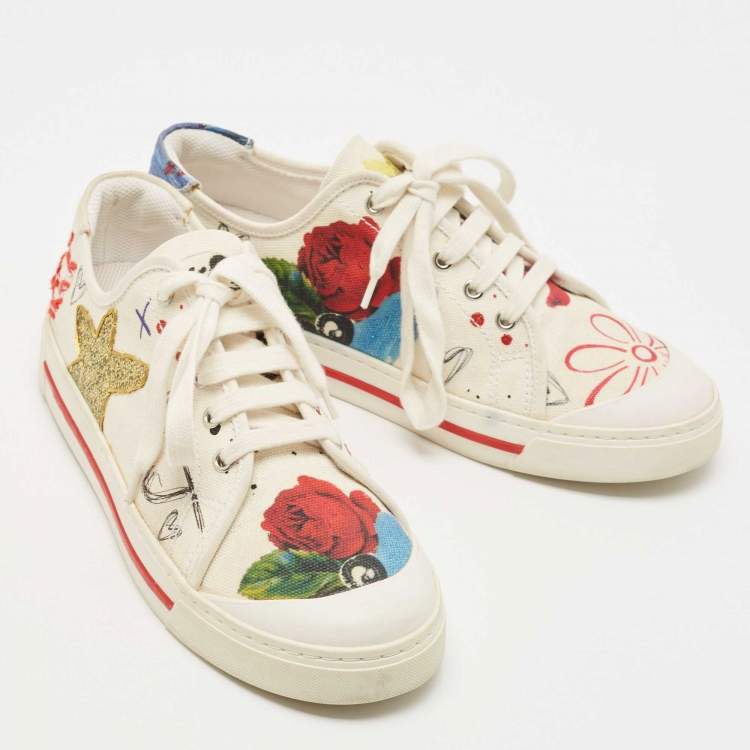 Pre Owned  Marc Jacobs Multicolor Flower Print Low Top Sneakers Size 39