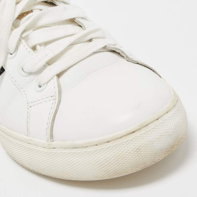 Pre Owned Marc Jacobs White Leather Crystal Embellished Empire Sneakers Size 39