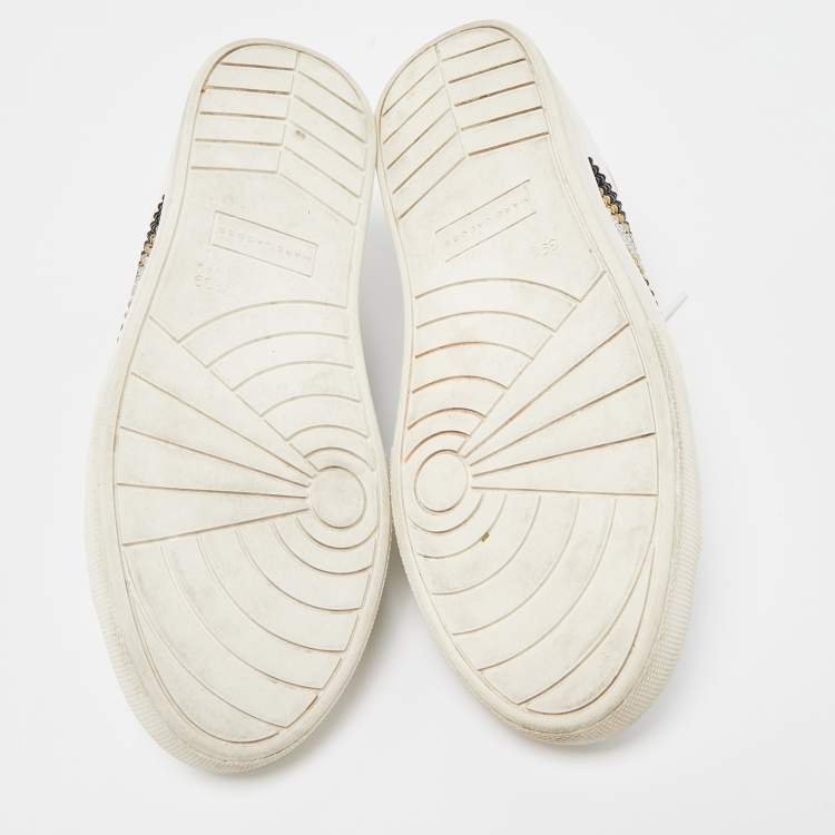 Pre Owned Marc Jacobs White Leather Crystal Embellished Empire Sneakers Size 39