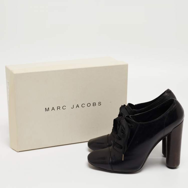 Pre Owned Marc Jacobs Black Leather Ankle Boots Size 38.5
