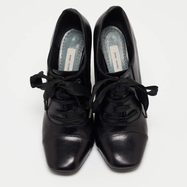 Pre Owned Marc Jacobs Black Leather Ankle Boots Size 38.5