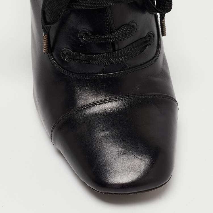 Pre Owned Marc Jacobs Black Leather Ankle Boots Size 38.5