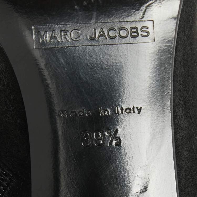 Pre Owned Marc Jacobs Black Python Embossed Leather and Suede Knee High Boots Size 39.5