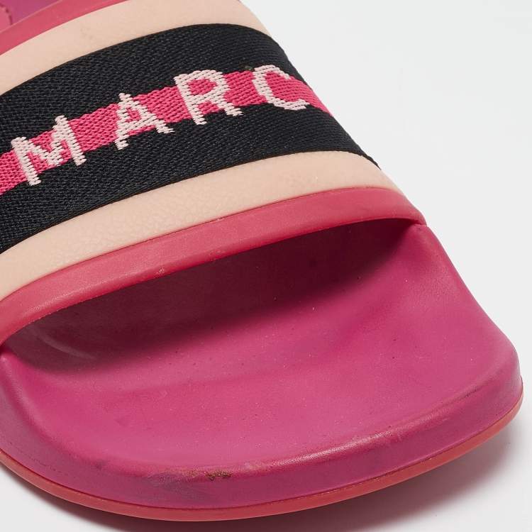Pre Owned Marc Jacobs Multicolor Rubber Flat Slides Size 39 