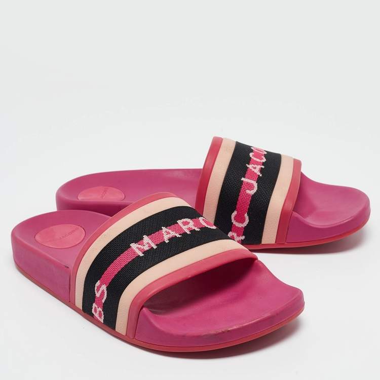 Pre Owned Marc Jacobs Multicolor Rubber Flat Slides Size 39 