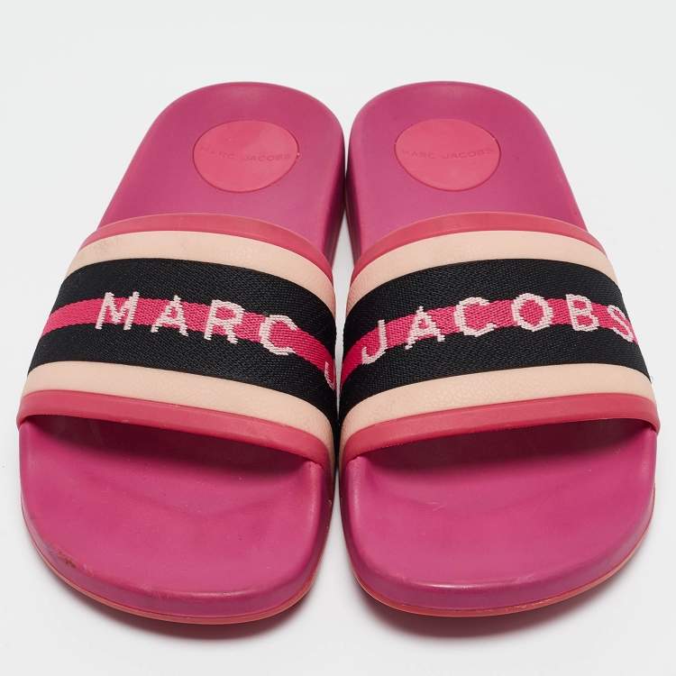Pre Owned Marc Jacobs Multicolor Rubber Flat Slides Size 39 