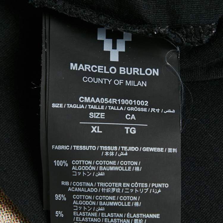 Pre Owned Marcelo Burlon x Muhammad Ali Black Printed Cotton Crew Neck T-Shirt XL