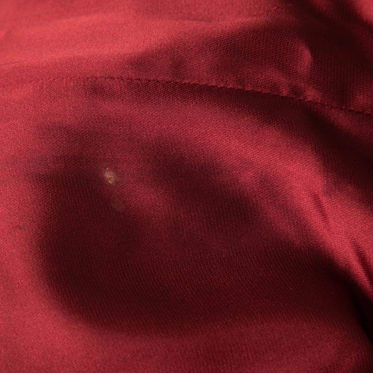 Pre Owned Marchesa Notte Maroon Rosette Draped Silk One Shoulder Peplum Dress M