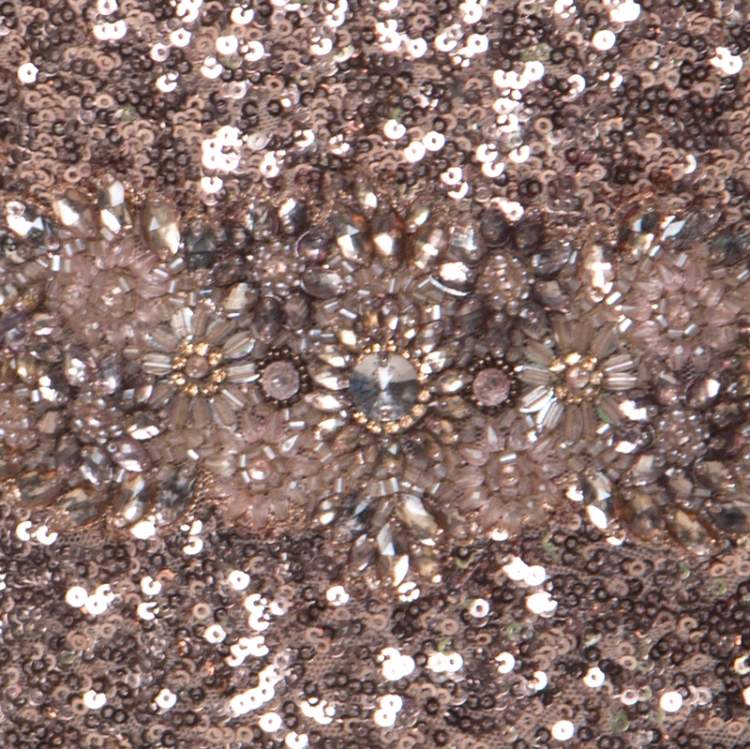 Pre Owned Marchesa Notte Blush & Gold Ombre Sequin Embellished Detail Gown S