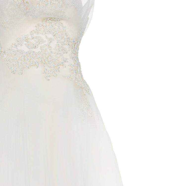 Pre Owned Marchesa Ruffle Embellished Wedding Dress XS