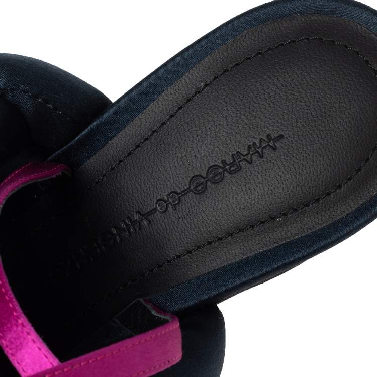 مملوكة مسبقًا Marco de Vincenzo Multicolor Satin  Braided Rope Ankle Strap Sandals Size 37