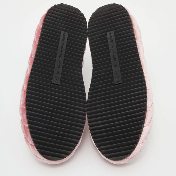 Pre Owned Marco De Vincenzo White/Pink Leather Low Top Sneakers Size 36