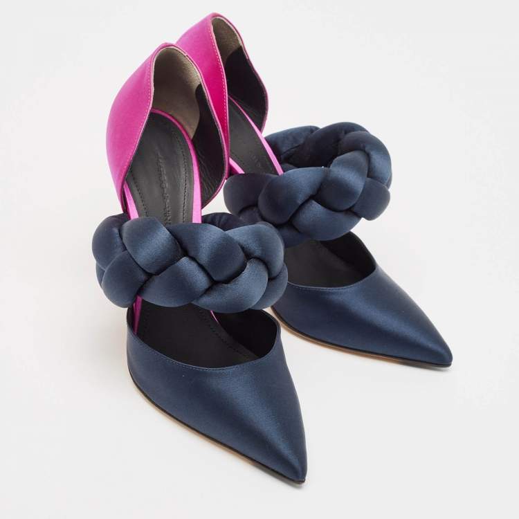 Pre Owned Marco de Vincenzo Multicolor Velvet  Braided Strap Pumps Size 38.5