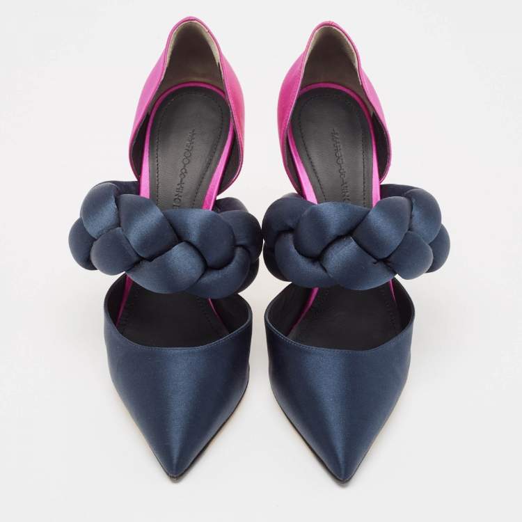 Pre Owned Marco de Vincenzo Multicolor Velvet  Braided Strap Pumps Size 38.5