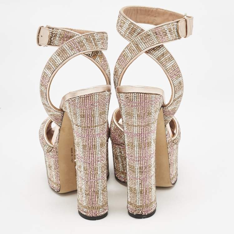 Pre Owned Marco de vincenzo Multicolor Leather Ankle Strap Sandals Size 38