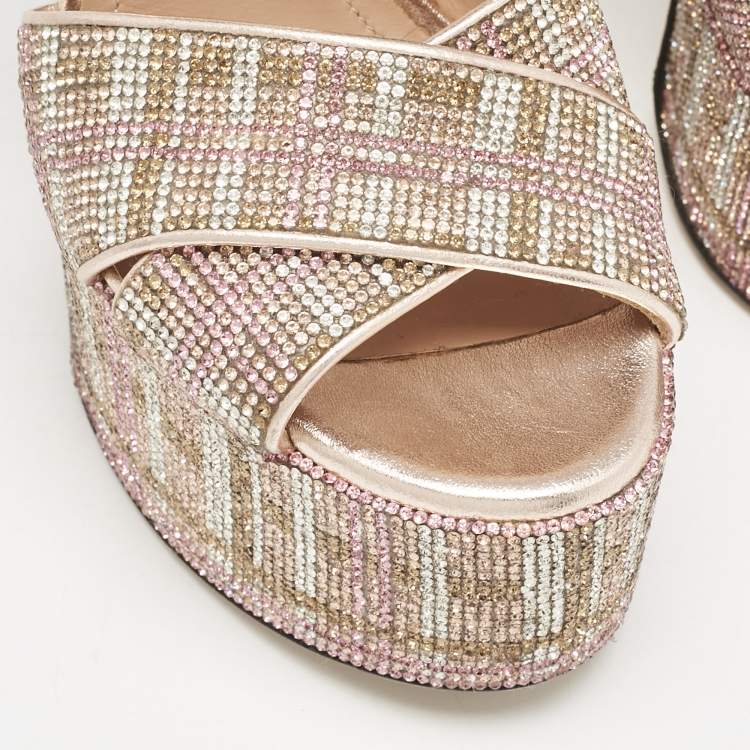 Pre Owned Marco de vincenzo Multicolor Leather Ankle Strap Sandals Size 38