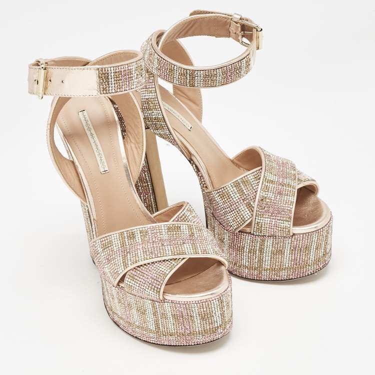 Pre Owned Marco de vincenzo Multicolor Leather Ankle Strap Sandals Size 38