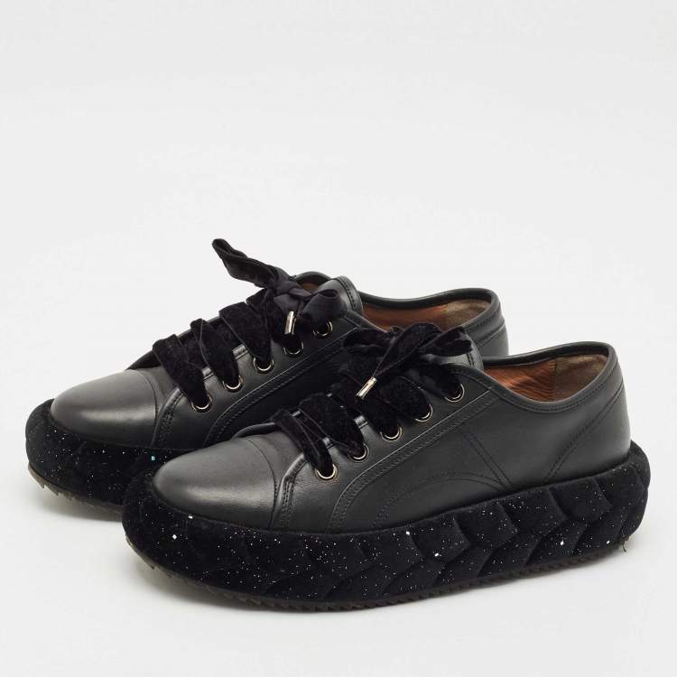 Pre Owned Marco De Vincenzo Black Leather Low Top Sneakers Size 40